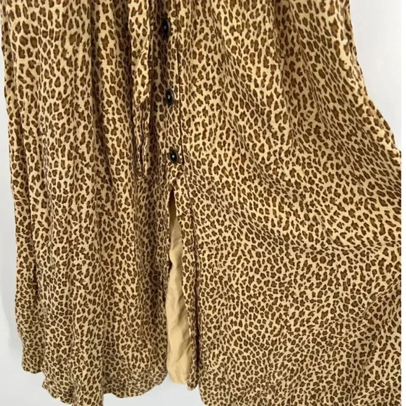Anthropologie Leopard Print Bolano Ruffle Shoulder Button Midi Dress Size 0 - Picture 9 of 11